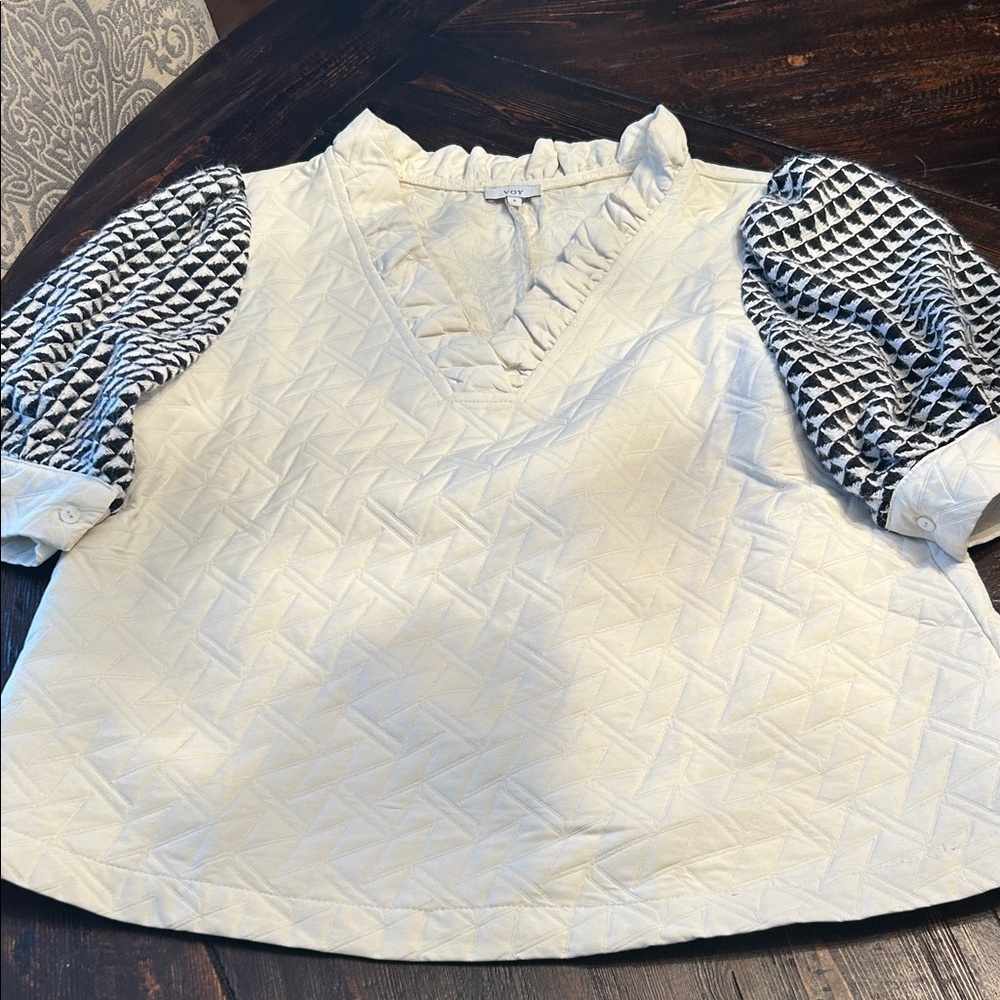 Chic White and Black Women's Blouse